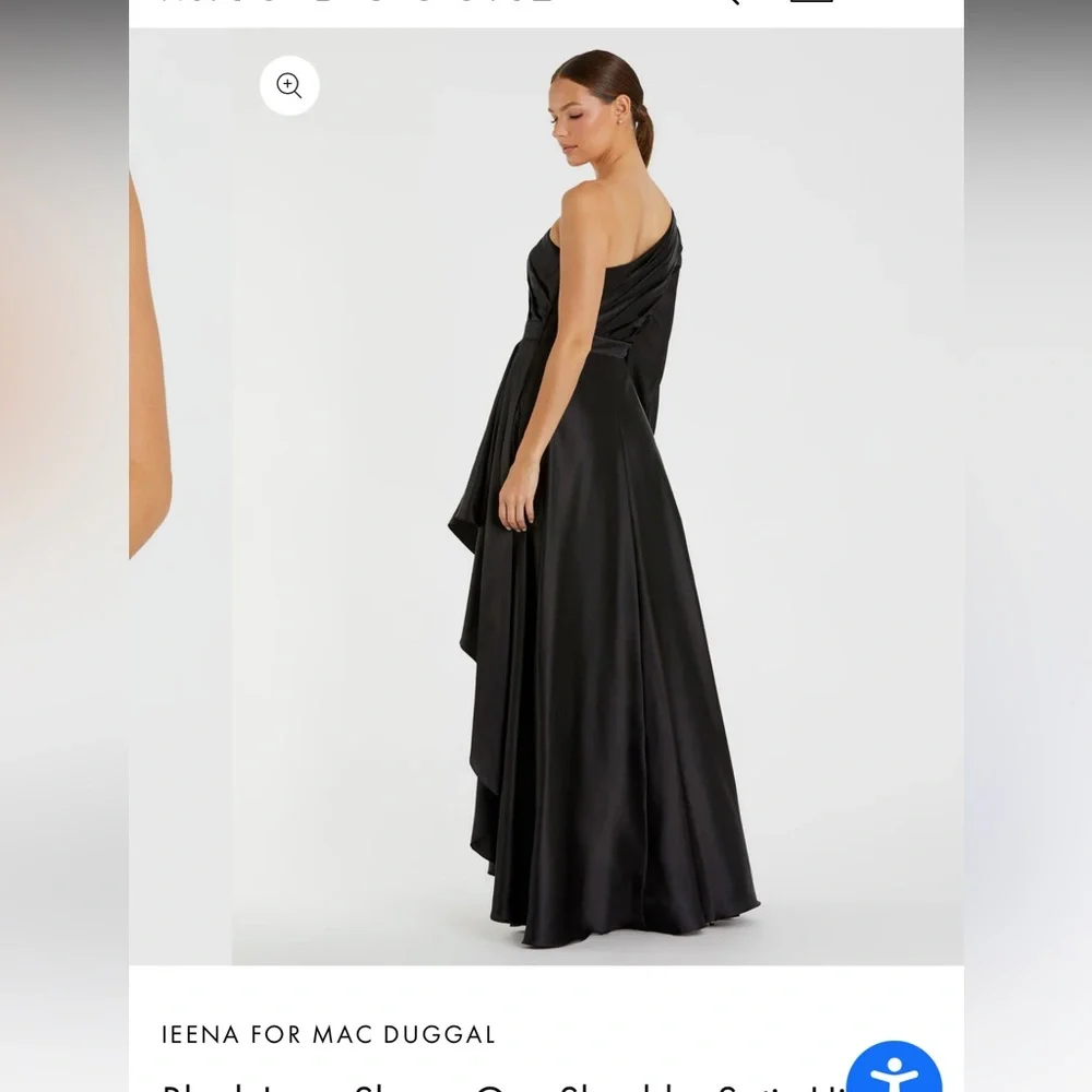NWT- size 0- mac duggal - Black One-Shoulder high-low Dress - Picture 3 of 8